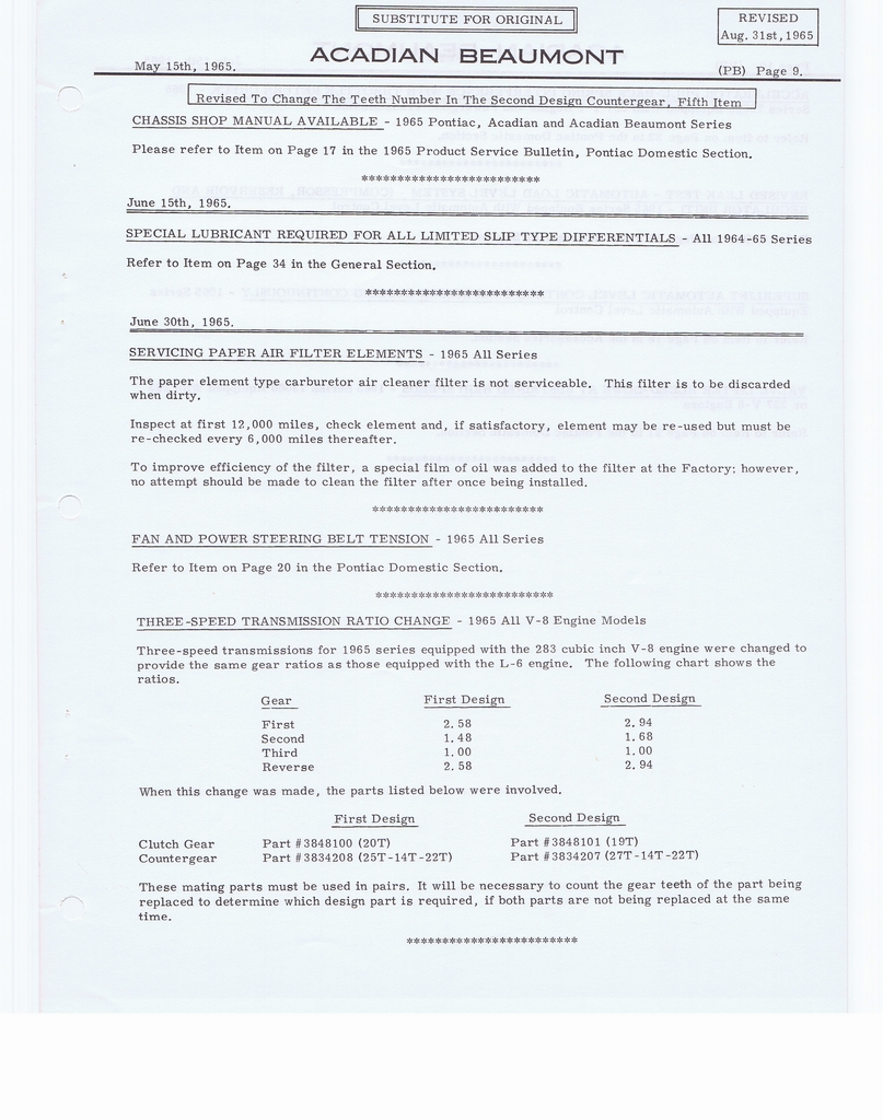 GM of Canada Product Service Bulletins, June 30 Sept 15 1965 page 116